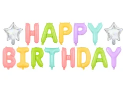 Happy Birthday Folieballon sæt i Pastel