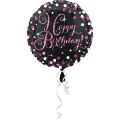 Happy Birthday Folieballon - Sparkling pink