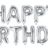 Happy Birthday Folieballon sæt SØLV