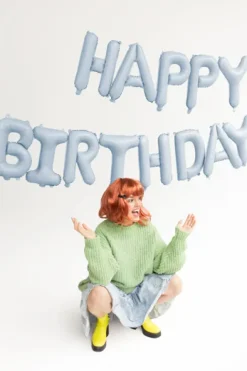 Happy Birthday i mat lyseblå