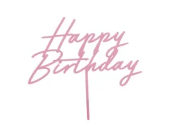 Happy Birthday kage pynt - Lyserød