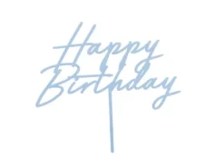 Happy Birthday kage pynt - lyseblå