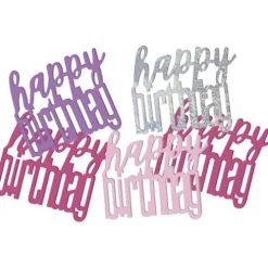 Happy Birthday konfetti i Rosa