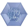 Happy birthday tallerken i blå
