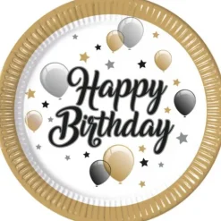 Happy birthday tallerkner - 8 styks - 23cm