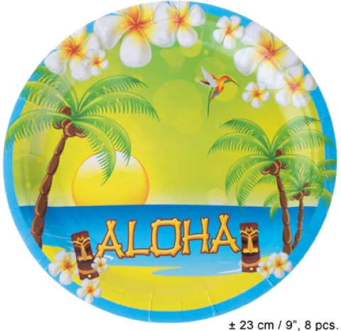 Hawaii Aloha BLÅ Tallerken 8 stk
