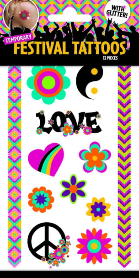 Hippie Festival Tatoveringer GLITTER