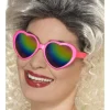 Hjertebriller PINK med RAINBOW SPEJL glas