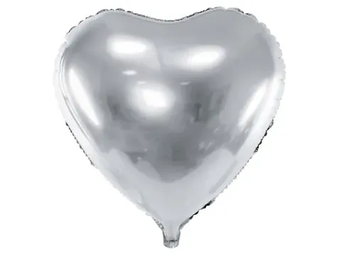 Hjerte Folieballon Sølv 45cm
