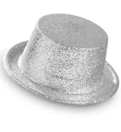 Høj Hat med Sølv glitter