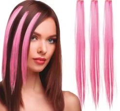 Hårextensions 3 stk. i pink
