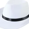 Hvid gangsterhat med Sort bånd