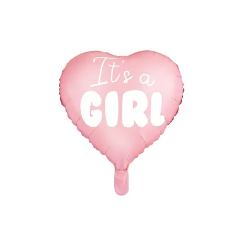 its a girl folieballon hjerte i lyserød