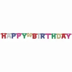 Karton glitter guirlande med Happy birthday 1,4m