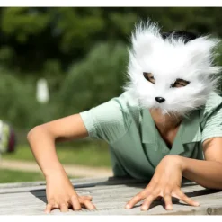 Katte maske hvid - plys