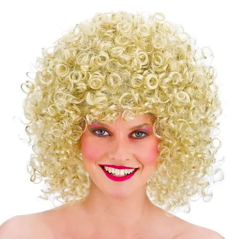 Krøllet paryk BLOND stor