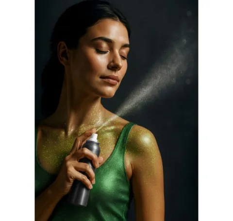 Kropsspray i grøn glitter