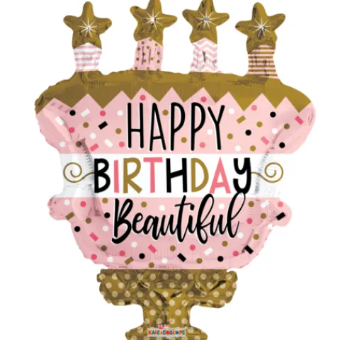 Lagkage folieballon med happy birthay
