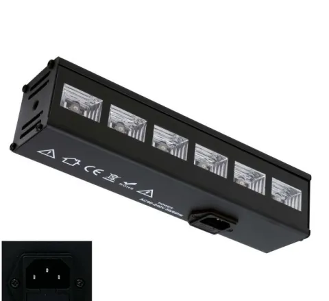 6 led uv lys til halloween - sort - indendørs
