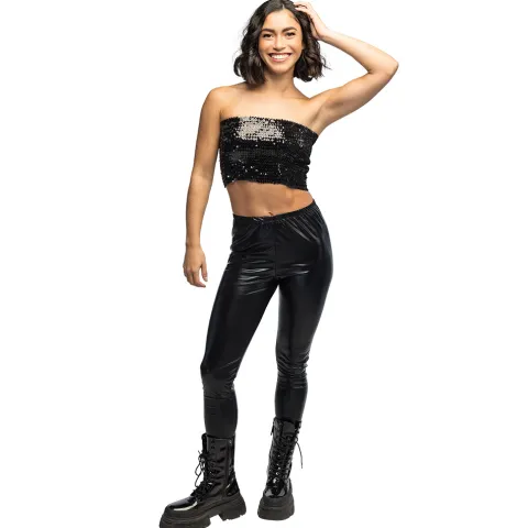 Leggings Metallic Sort