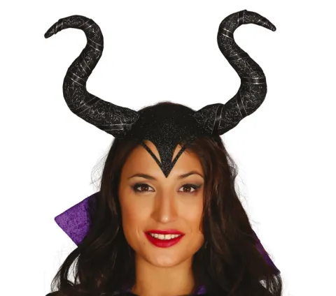Maleficent horn i sort med glitter
