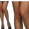 Mesh strømpebukser med rhinestones
