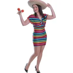 Mexicaner kjole, stribet. one size