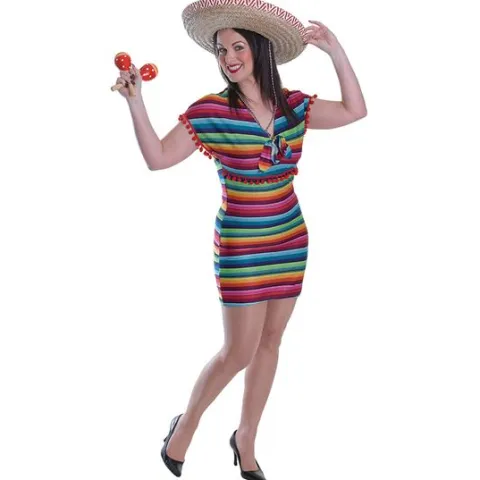 Mexicaner kjole, stribet. one size