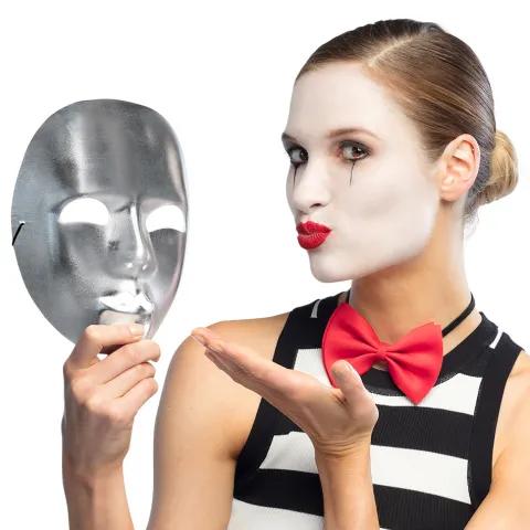 Mime maske i Sølv