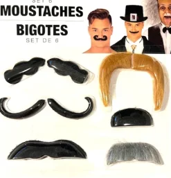 Moustache sæt 6 stk