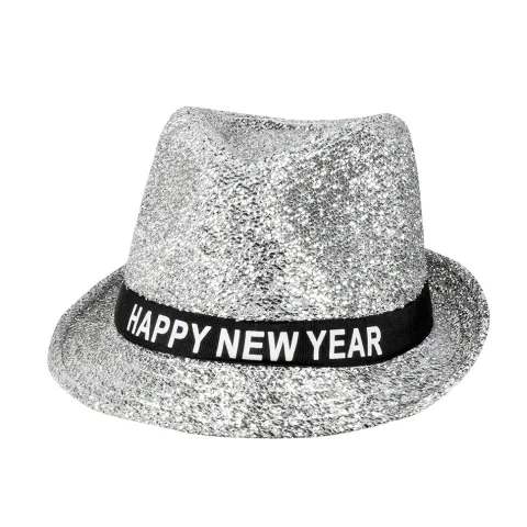 Nytårshat i sølvglitter