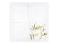Nytårs servietter Happy new year i hvid