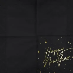 Nytårs servietter Happy new year i sort