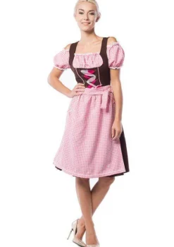 Oktoberfest kjole Anne- pink/brun