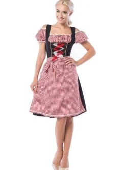 Oktoberfest kjole Anne- Rød/Sort