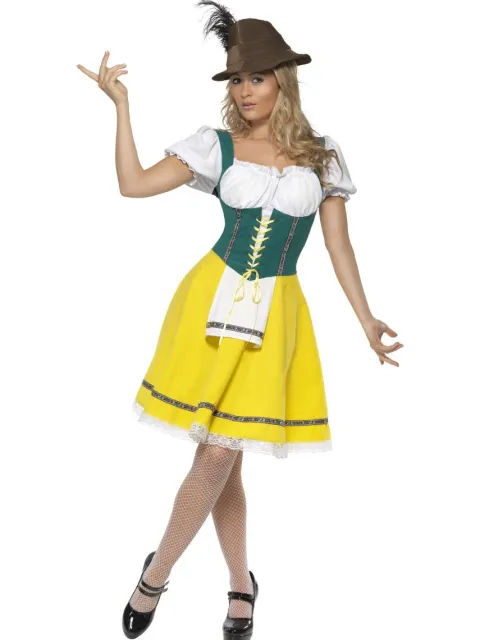 Oktoberfest Kjole i gul-grøn