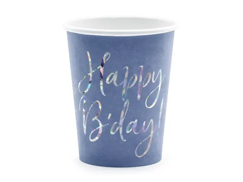 Papkopper i meleret blå - Happy B´day