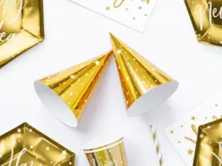 Partyhatte i guld med stjerner