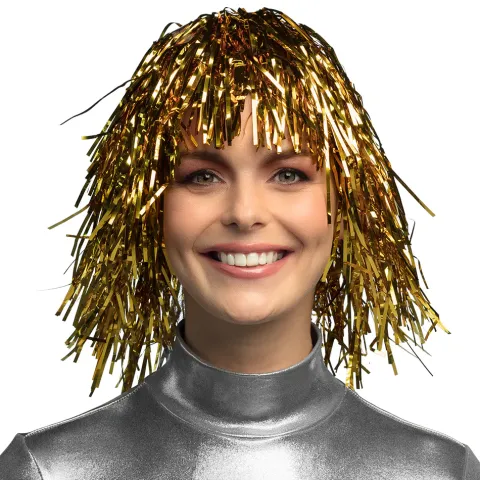 Paryk i lamettafolie - Guld
