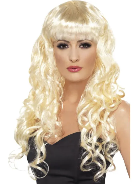 Paryk Siren lang blond med krøller