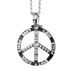 Peace halskæde i sølvmetal med simili