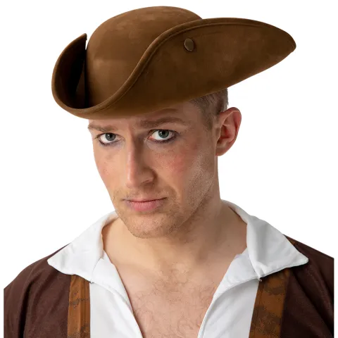 Pirathat Tricorn i brun LUX