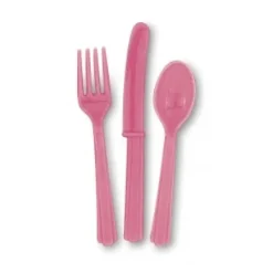 Plastbestik, 18 dele PINK