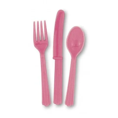 Plastbestik, 18 dele PINK