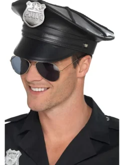Politi kasket sort latex - Deluxe