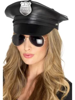 Politi kasket sort latex - Deluxe