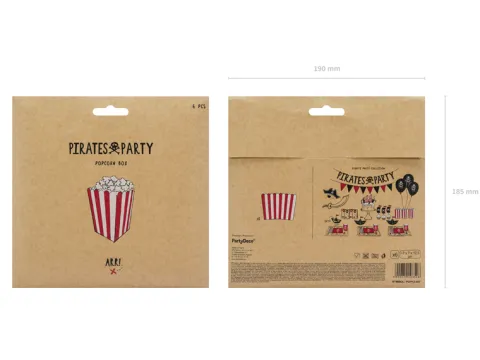 Popcorn bæger Rød - Hvid, 6 stk.