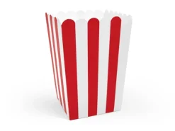 Popcorn bæger Rød - Hvid, 6 stk.