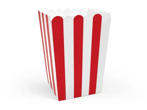 Popcorn bæger Rød - Hvid, 6 stk.