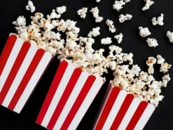 Popcorn bæger Rød - Hvid, 6 stk.
